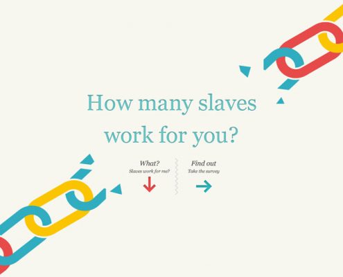 Moderne Sklaverei betrifft uns alle. Wie viele Sklaven arbeiten für Sie? Finden Sie es heraus: http://slaveryfootprint.org/