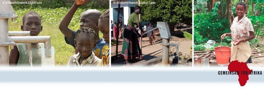 Die Mitgliedsorganisationen von GEMEINSAM FÜR AFRIKA fördern in Hunderten Projekten die Versorgung mit sauberem Trinkwasser.